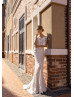 Beaded Ivory Lace Fringe Wedding Dress With Champagne Lining